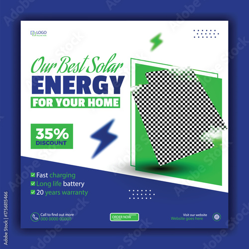 Modern Solar Energy Business Promotion Social Media Post Template Design