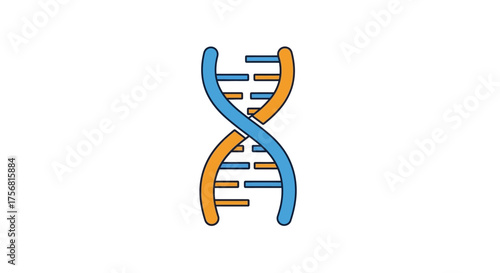 Stylized dna double helix structure exhibiting blue and orange colored components