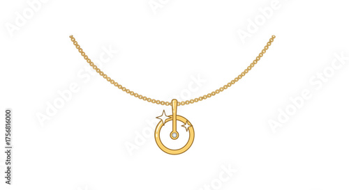 Delicate gold necklace with a celestial themed pendant evoking modern elegance