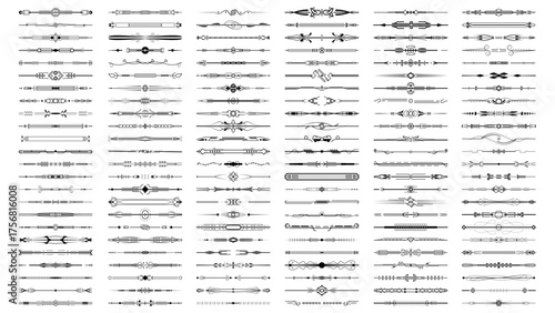 Set Black Simple Line Collection Doodle Border Elements Vector Design Style Sketch Isolated Illustration For Banner