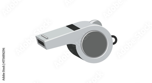 Illustration of a metal whistle for sports officiating and safety applications