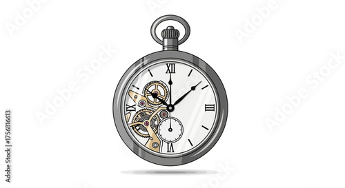 Intricate Clockwork: A Vintage Pocket Watch Illustrating Precision and Timeless Design
