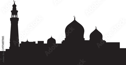 Skyline Silhouette Cityscape Building Minaret Dome Mosque Tower Landmark