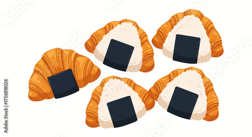 A delightful illustration of four freshly baked cinnamon swirl buns, a sweet and tasty pastry dessert isolated on white