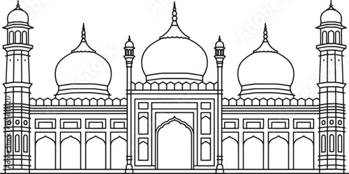 Detailed Linear Mosque Outline Design Religious Structure Architectural Structure Isolated