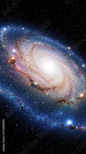 Spiral galaxy in deep space celestial body with swirling arms and stars