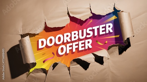 Unveiling a vibrant doorbuster offer with a thrilling burst of color, promising limited-time savings and unmissable deals for savvy shoppers, a perfect marketing campaign announcement
