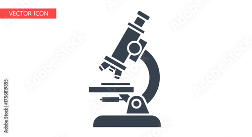 Microscope vector icon representing scientific research and medical diagnostics minimal line style