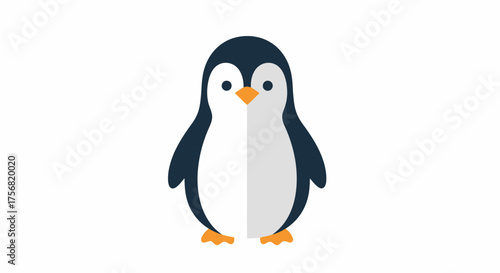 Simple cartoon penguin illustration with minimalist design on a blank background