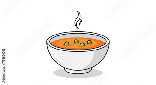 Aromatic vector illustration of a bowl with hot soup for culinary design projects like restaurant
