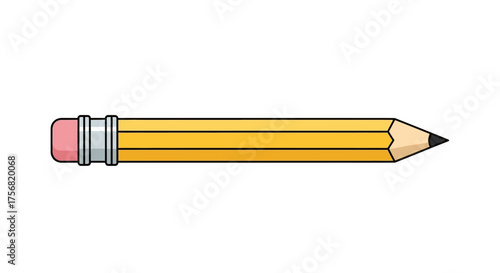 Classic yellow pencil with eraser illustration for educational purposes and creative endeavors