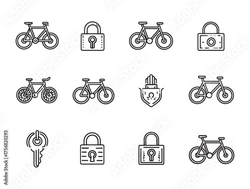 Bike Lock Security line art guide