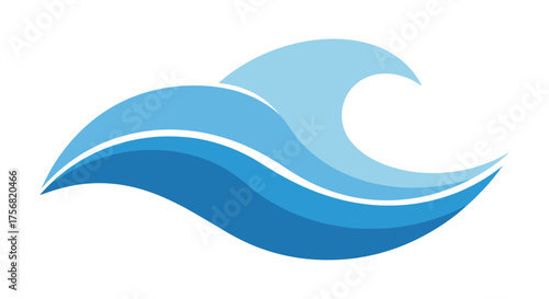 Stylized ocean wave design with layered blue hues evokes a sense of fluidity and movement