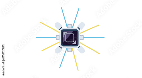 Stylized Microchip Illustration Conveying Advanced Technology and Seamless Connectivity