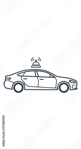 Autonomous vehicle icon showcasing sensor system technology and modern transportation design