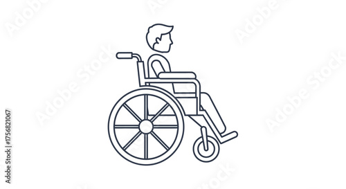 Illustration of a person in a wheelchair, symbolic of accessibility and assistance technologies
