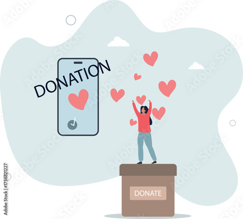 Hand holding donation box . charity concept.life and employment of people.