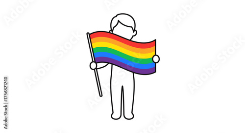 Simple line art illustration representing support and solidarity for LGBTQ+ community