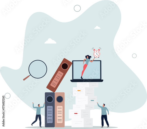 sorting unorganized stacks and heap.business and time management concept.life and employment of people.