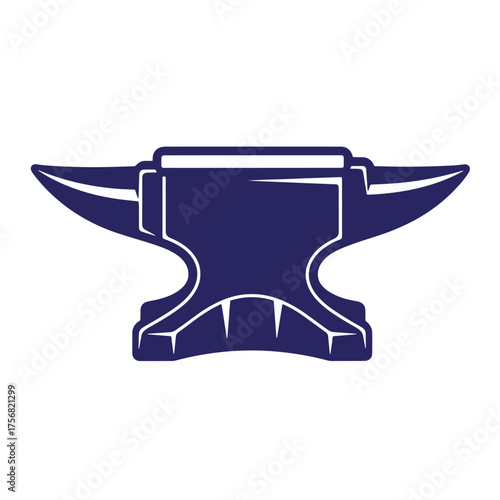 Classic silhouette of a blacksmith's anvil on a white background for design elements