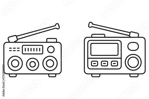 outline radio icons. one line Icon drawing with white background