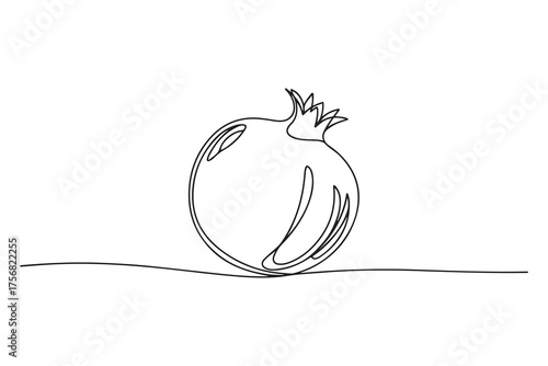 Pomegranate Icon. one line Icon drawing with white background