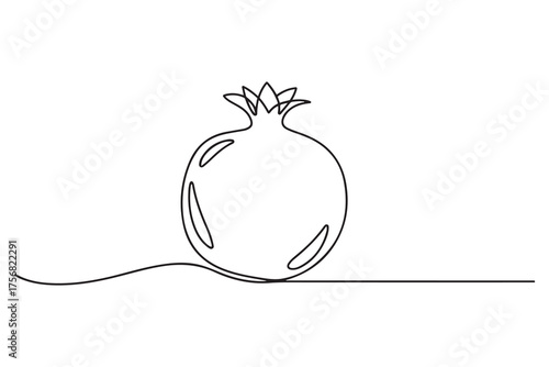 Pomegranate Icon. one line Icon drawing with white background