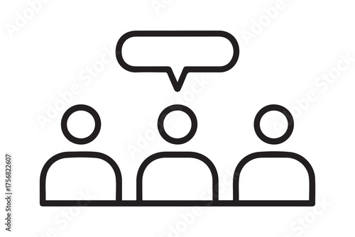 Delegation stroke icon in black. one line Icon drawing with white background