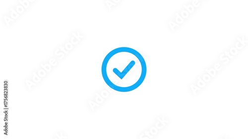 Blue check mark inside a circle on a white background tick symbol