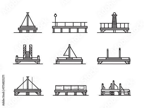 Boat Dock line art peaceful view