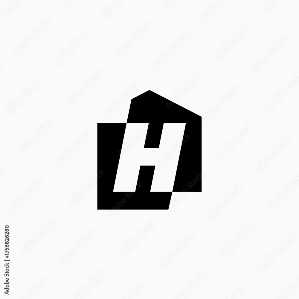 Fototapeta premium letter h house home mortgage real estate living logo vector icon illustration