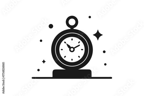 New year ball drop clock silhouette celebration icon  