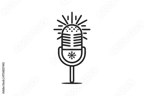 Microphone with snowflake winter holiday music recording icon