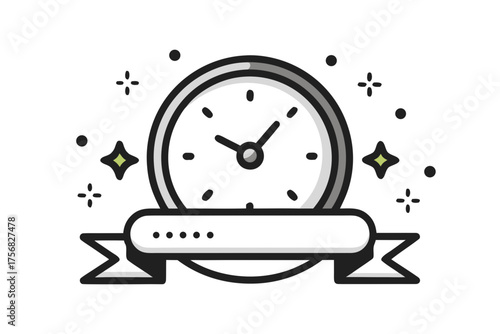 Minimal ribbon countdown clock timer christmas event icon