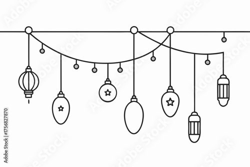 Vertical hanging garland decoration festive string holiday celebration Christmas lights