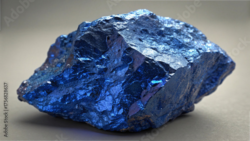 Macro close-up of a raw cobalt mineral stone