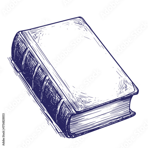 Hand drawn vintage book illustration showcasing the classic appearance of bound volumes