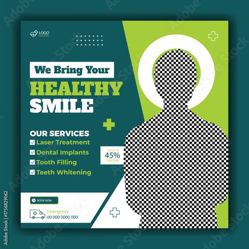 medical healthcare social media post design for hospital clinic and doctor banner template