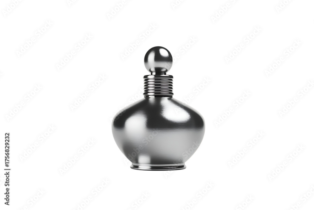 Obraz premium Elegant antique silver perfume bottle with ornate stopper isolated on transparent background