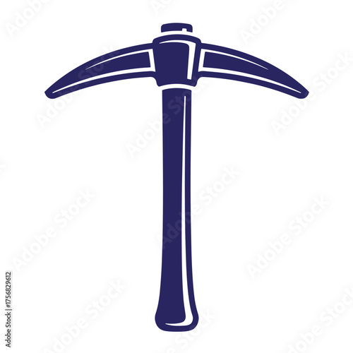 Vector illustration of a dark blue pickaxe isolated on a white background ready to be used
