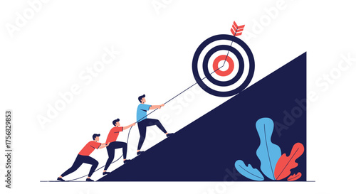 Teamwork and collaboration to achieve a common goal on a steep incline.