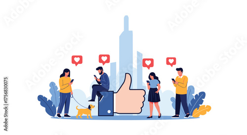 Social media engagement and likes in a digital city.