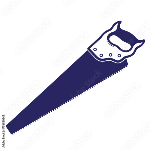Vector illustration of a hand saw in a flat design isolated on a white background