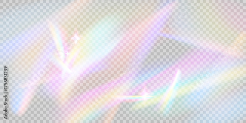 Diamond light prism effect. Crystal glass overlay texture. Glowing holographic background. Iridescent bg