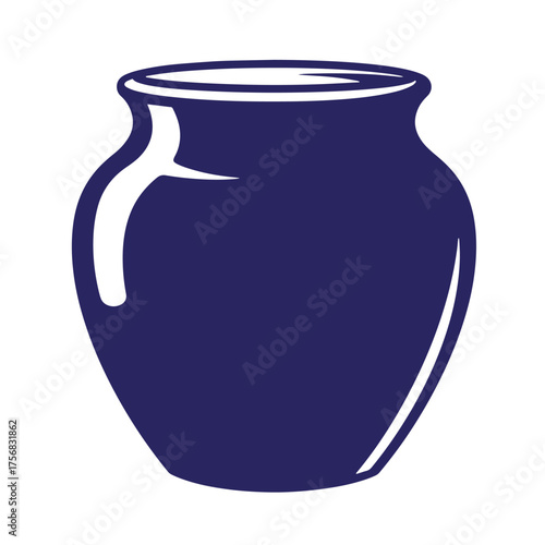Simple minimalist illustration of a vintage ceramic pot with a classic decorative design