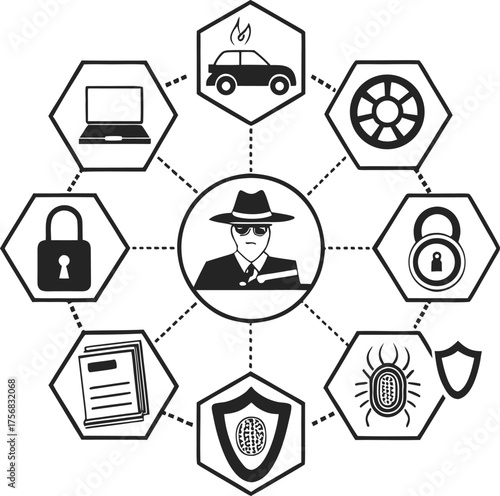 Cyber Security Icons Set – Data Protection, Hacking, Encryption, Safety Symbols