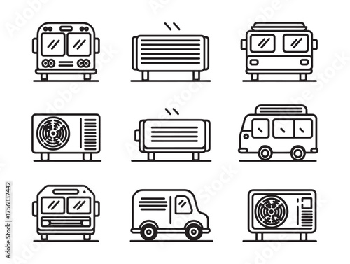 Bus Air Conditioning line art vector drawing