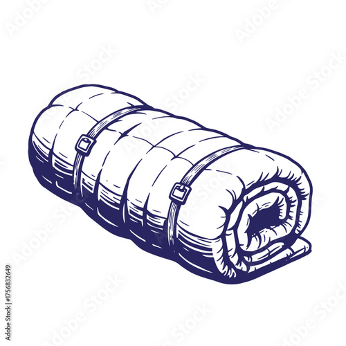 Vector illustration of a rolled sleeping bag ready for camping or outdoor adventures