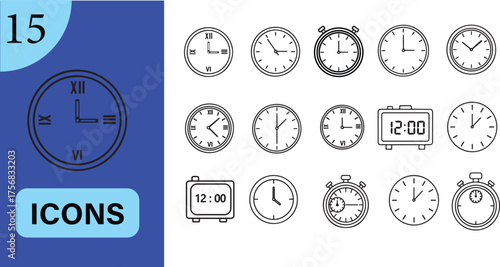 Collection of vintage clocks and stopwatches displaying various times