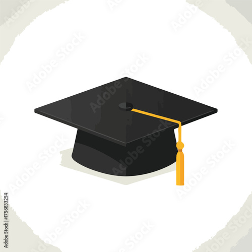 Graduation cap vector illustration academic mortarboard with tassel isolated on white background